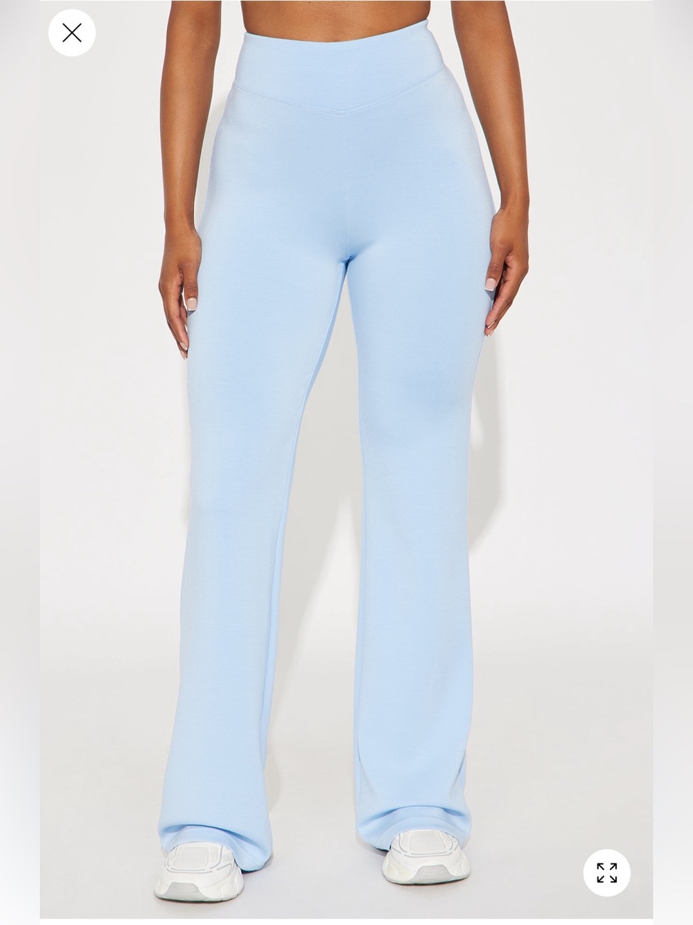 Fashion Nova Pastel Blue Wide-Leg Knit Pants